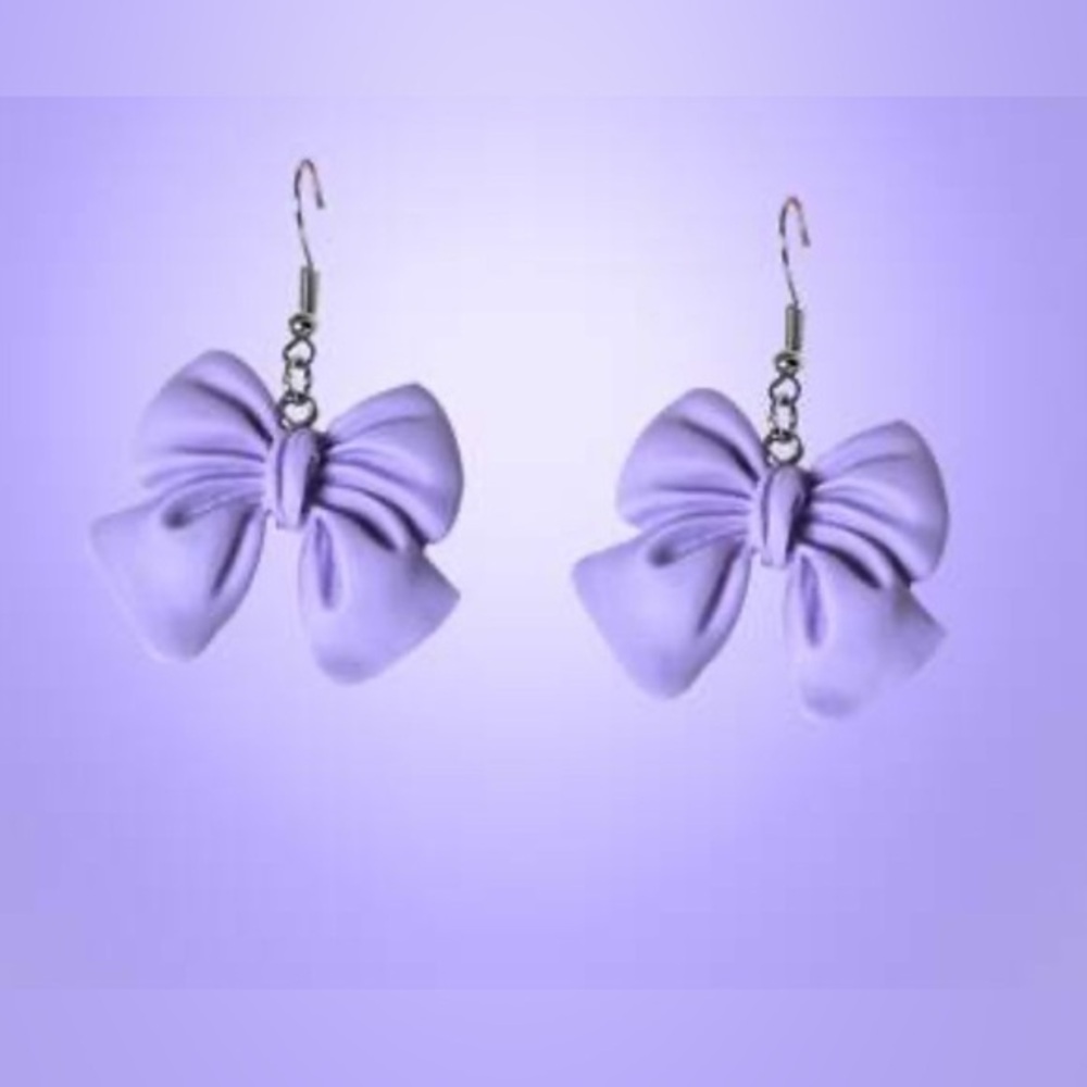 NWT - 3D Resin Bow Earrings Set - Light Lavender